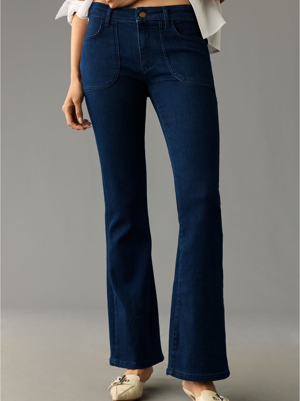 Anthropologie Pilcro High Rise Flare Jeans Dark Wash Retro Stretch Denim Size 26